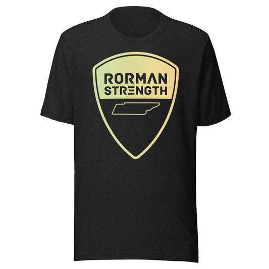 Rorman Strength Logo Tee (Tan on Heather Black)